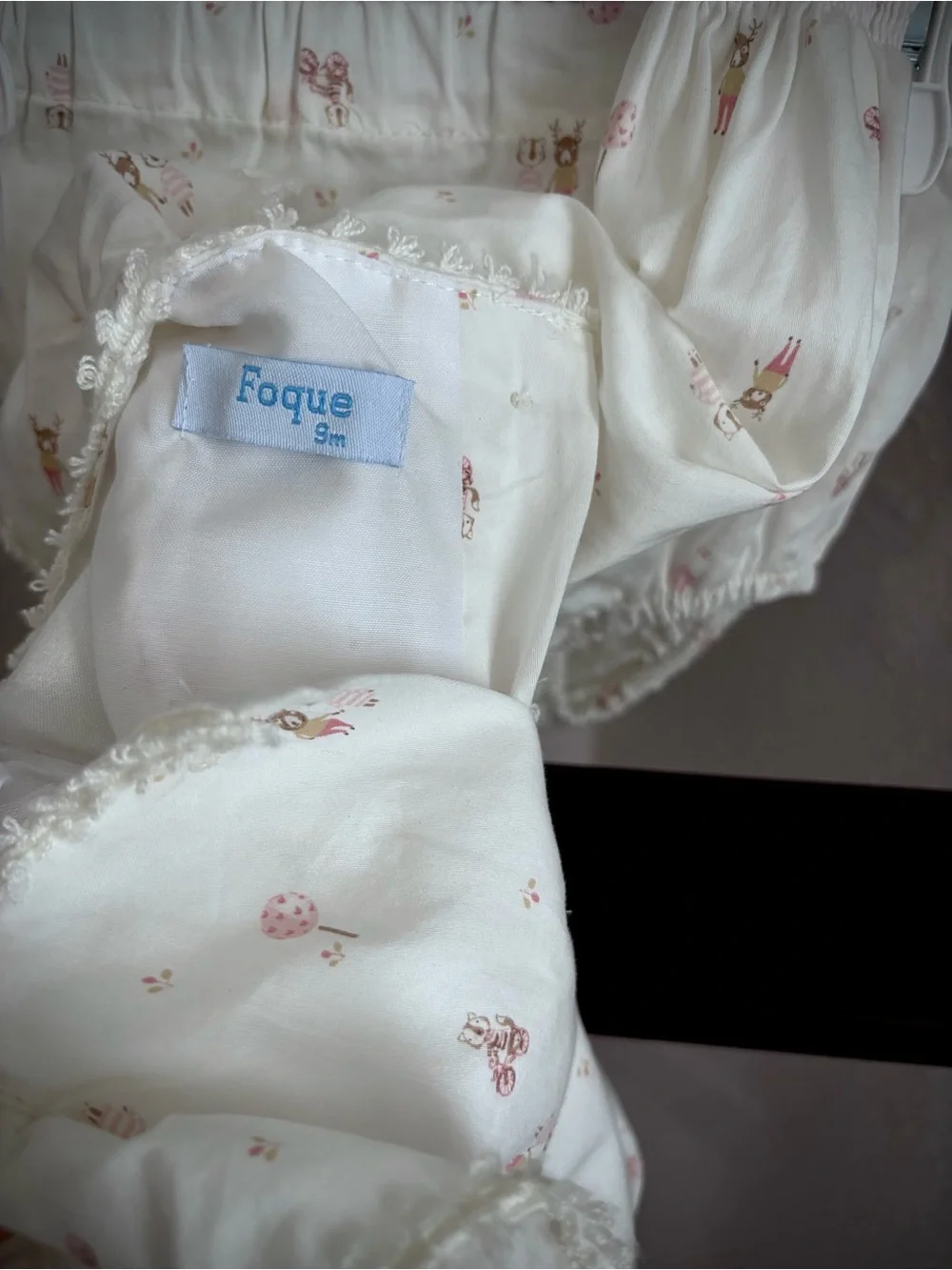 Cream Floral Ruffle Dress with Matching Diaper Cover